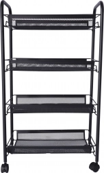 Kúpeľňový a kuchynský regál so štyrmi priestrannými policami - čierny