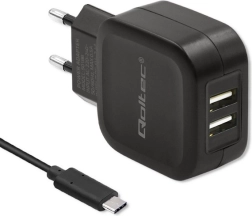 Qoltec duálna USB nabíjačka 17W s USB-C káblom