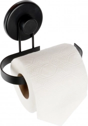 Kovový držiak toaletného papiera na prísavku – čierny