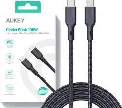 čierny kábel USB-C na USB-C 1,8 m s výkonom 100W od Aukey