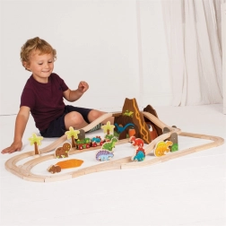 Drevená dinosauří vláčkodráha BIGJIGS RAIL, 49 dielikov