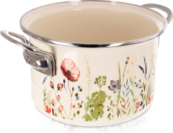 Smalťovaný hrniec krémový s motívom makov 18 cm, 2 l