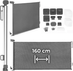 Výsuvná bezpečnostná zábrana 160 cm na schody a dvere, sivá ecotoys