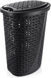 Plastový kôš na bielizeň 45 l s vekom, čierny