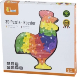 Drevené 3D Puzzle Kohút s Abecedou