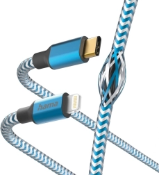 Hama Reflected nabíjací a dátový kábel USB-C – Lightning 1,5 m modrý