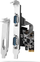 PCIe radič AXAGON s 2 sériovými portmi RS232 250 kBd, v balení štandardné aj low profile záslepky