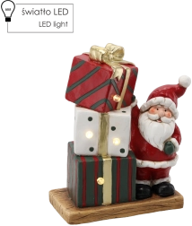Vianočná figúrka – Santa s darčekmi s LED osvetlením 29,5 × 15 × 36 cm