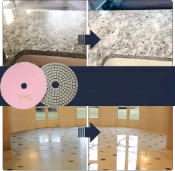 Sada 10× diamantových leštiacich kotúčov 80 mm, suché aj mokré použitie, suchý zips, zrnitosť 3000