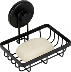 Kovová sprchová polička s prísavkou, čierna, 13,5 × 10,5 × 11,5 cm