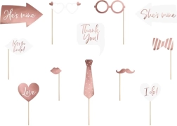 Svadobné fotorekvizity biela a ružová – sada 12 kusov