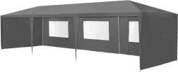 Záhradný párty stan 3 × 9 m, 8 stien, sivý, MultiGarden