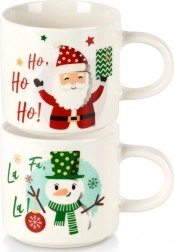 Porcelánové vianočné hrnčeky Santa a snehuliak 400 ml, sada 2 ks