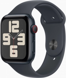 Apple Watch SE GPS + Cellular s hliníkovým puzdrom 44 mm v farbe polnoci, športový remienok M/L