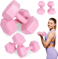 Sada hexagonálnych činiek 2×5 kg, ružové – ModernHome