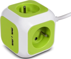 Kocková predlžovacia zásuvka s 4× schuko a 2× USB, 1,4 m GREENBLUE Magic Cube
