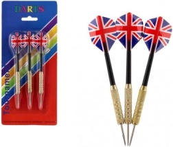 Sada hádzacích šípok s kovovými hrotmi a Union Jack krídelkami