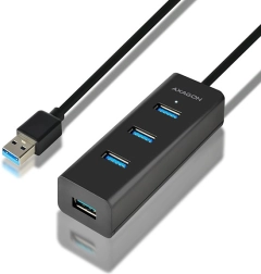 AXAGON HUE-S2BL 4-portový USB 3.2 Gen 1 hub s nabíjaním a 1,2 m káblom