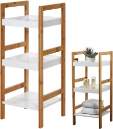 Bambusový kúpeľňový regál, 3-poschodový, 30 × 30 × 72 cm