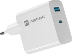 Natec Ribera GaN nabíjačka 65W USB-A a USB-C biela