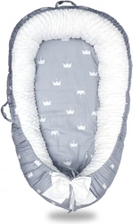 Detská deka / hniezdo 90×50 cm - sivý vzor s korunkou