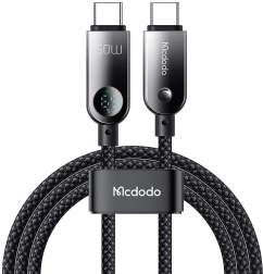 MCDODO USB‑C na USB‑C kábel s LED displejom 60 W, 1,2 m, čierny