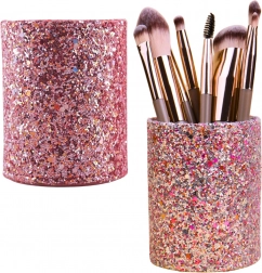 Brokátový ružový pohár na štetce a kozmetické doplnky