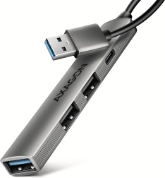 Axagon hue-sta hliníkový USB hub 4× port (1× USB‑A 5 Gbps, 2× USB‑A 2.0, 1× USB‑C 2.0) s 12 cm káblom