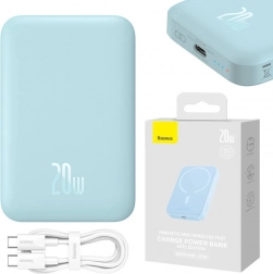 Magnetická powerbanka Baseus Magnetic Mini 6000 mAh, 20W, USB‑C, MagSafe, modrá