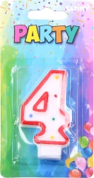 Párty sviečka číslo 4 červená