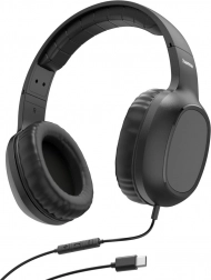 hama fun c drôtové náhlavné slúchadlá s mikrofónom, čierne