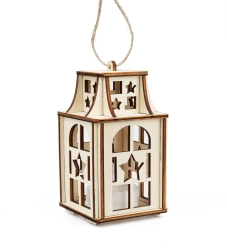 Drevená lucerna s hviezdičkami s LED sviečkou