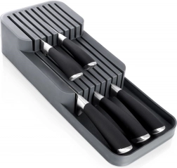 Zásuvkový organizér na nože, sivý, dvojúrovňový