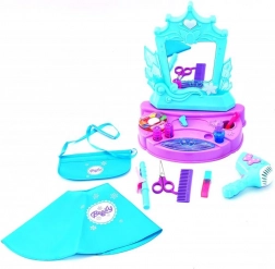 Detský kozmetický stolík so zrkadlom a funkčným fénom