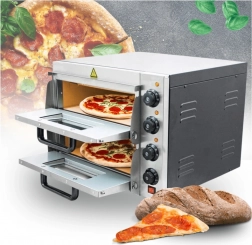 Profesionálna dvojkomorová pizza rúra 3000 W so šamotovým kameňom