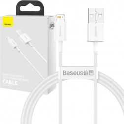 Baseus Superior USB-A na Lightning kábel 1 m, rýchle nabíjanie 2,4 A (biely)