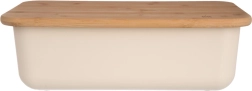 Chlebník z plastu a bambusu béžový 40 × 23 × 13 cm