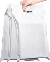 Biele kuriérske plastové obálky s uchom 500 × 600 + 70 mm, 50 ks