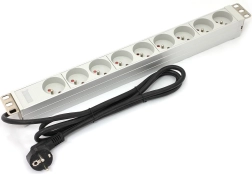 PDU lišta do 19" racku, 9× typ E, 1,8 m, Schuko, hliníková, 16 A