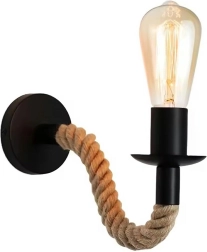 Nástenná lampa Loft s jutovým lanom