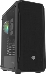 pc skriňa fury shobo sh4 rgb midi tower, čierna s bočnicou z tvrdeného skla