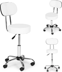 Otočná stolička s operadlom pre kozmetiku a medicínu, biela ModernHome