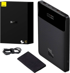 Baseus Blade powerbanka 20000 mAh, 100 W, 2× USB‑C + 2× USB‑A, displej, čierna