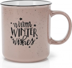 Keramický hrnček XXL 700 ml – béžový so zimným nápisom