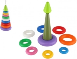 Pestrofarebná skladacia pyramída s krúžkami