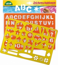 Kresliace šablóny s písmenami a symbolmi LENA