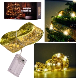 Zlatá LED stuha 10m teplá biela na batérie