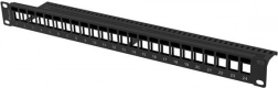 prázdny patch panel 24 portov 1U 19" čierny pre keystone moduly