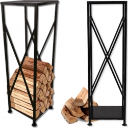 Dizajnový oceľový stojan na krbové drevo s krížovým loftovým dizajnom 37 × 37 × 111 cm