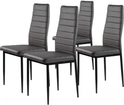 Moderné jedálenské a obývacie stoličky z šedej eko-kože s ergonomickým operadlom